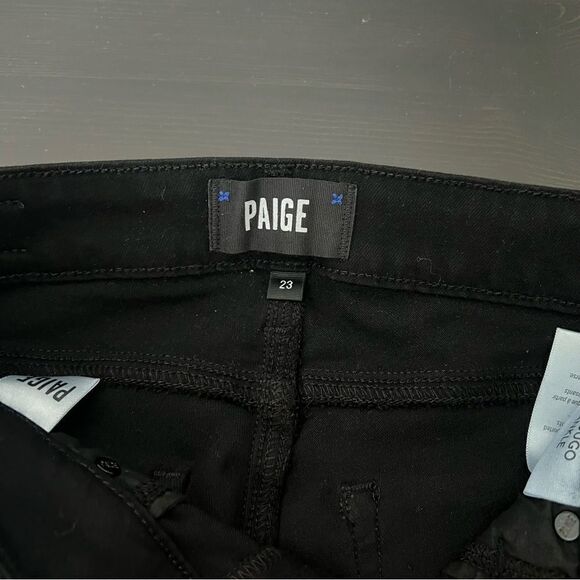 Paige Skinny Jeans Womens Size 23 Black Verdugo Ankle Raw Hem Domino Destructed - Picture 9 of 16